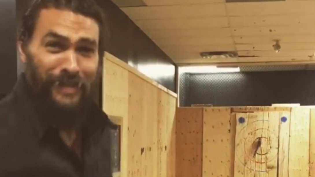 Movie Star Jason Momoa Throws an Axe After Drinking Beer Muscle & Fitness