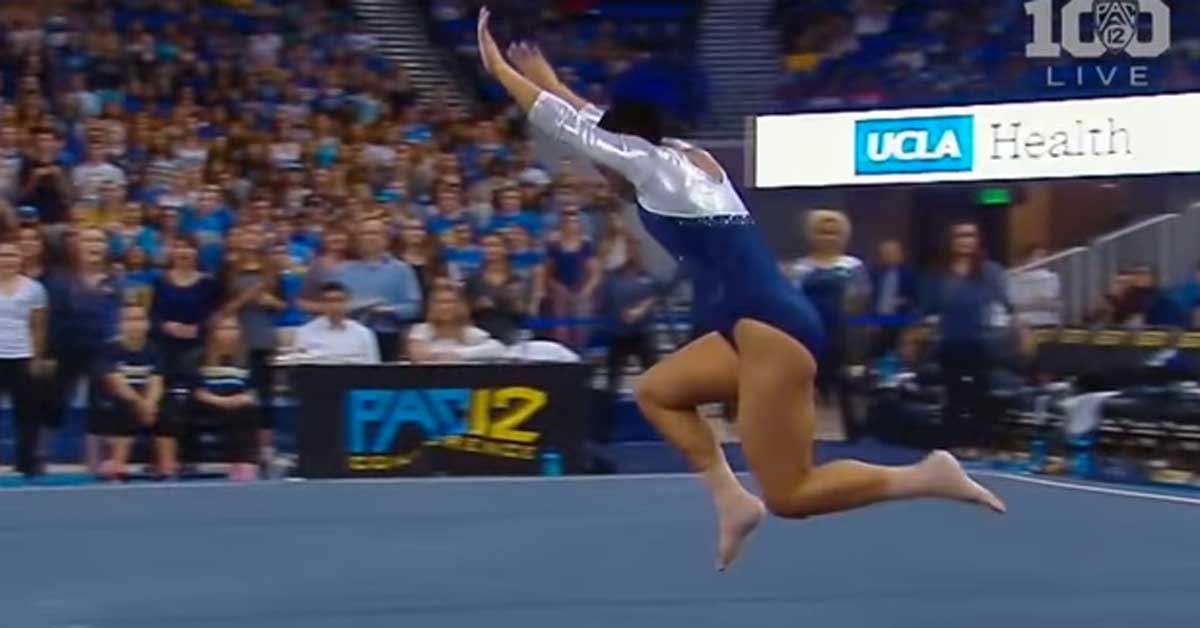 College Gymnast Entertains Crowd With