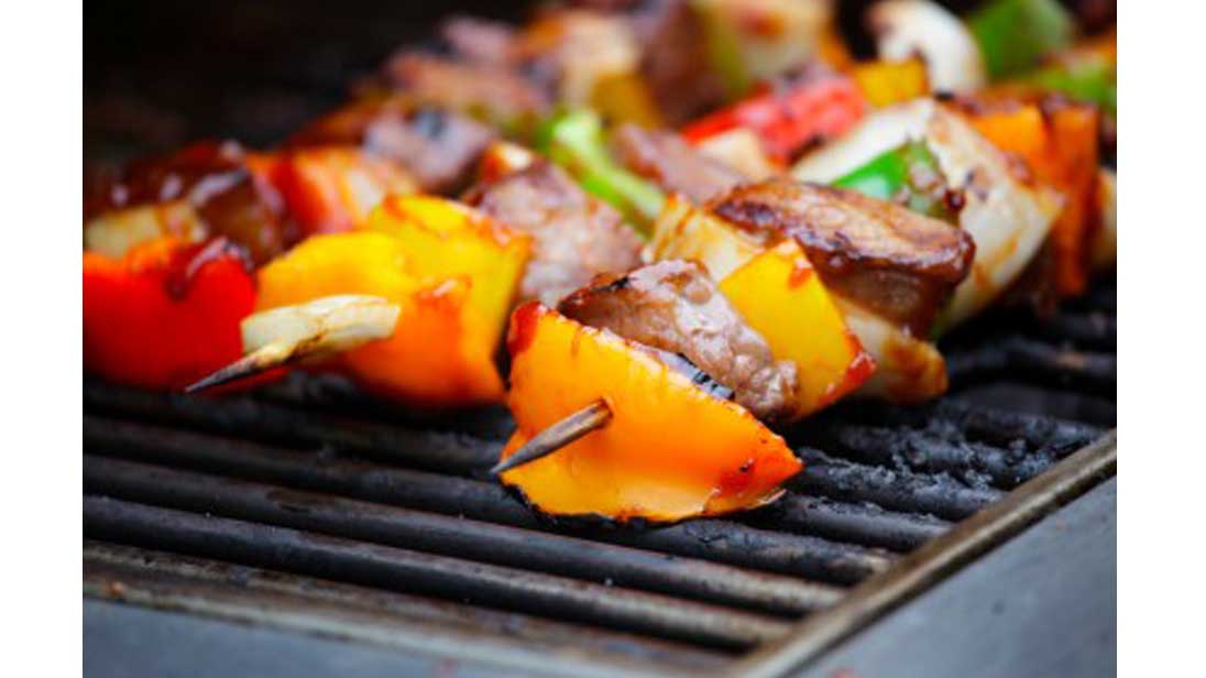 Kabobs over Brown Rice Muscle & Fitness