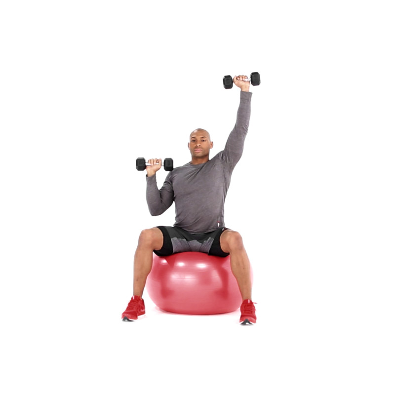 Alternating Swiss Ball Dumbbell Shoulder Press Video Watch Proper