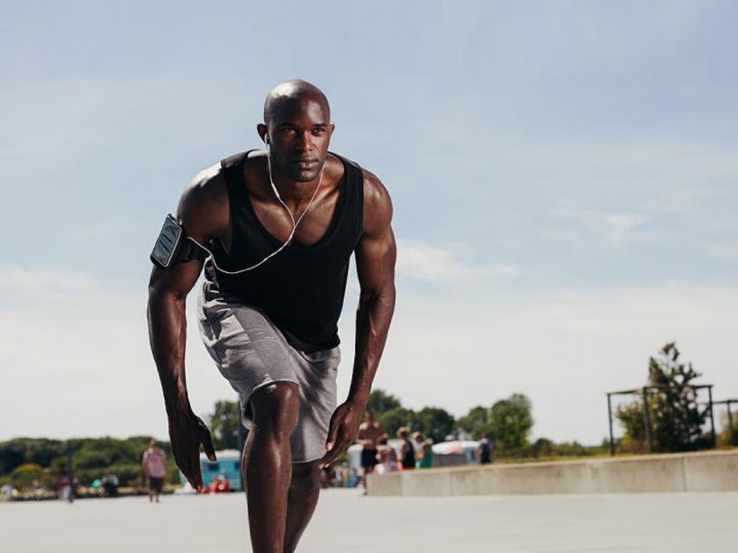 Man running with an iPod