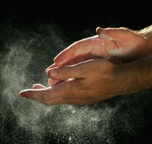 chalk your hands to