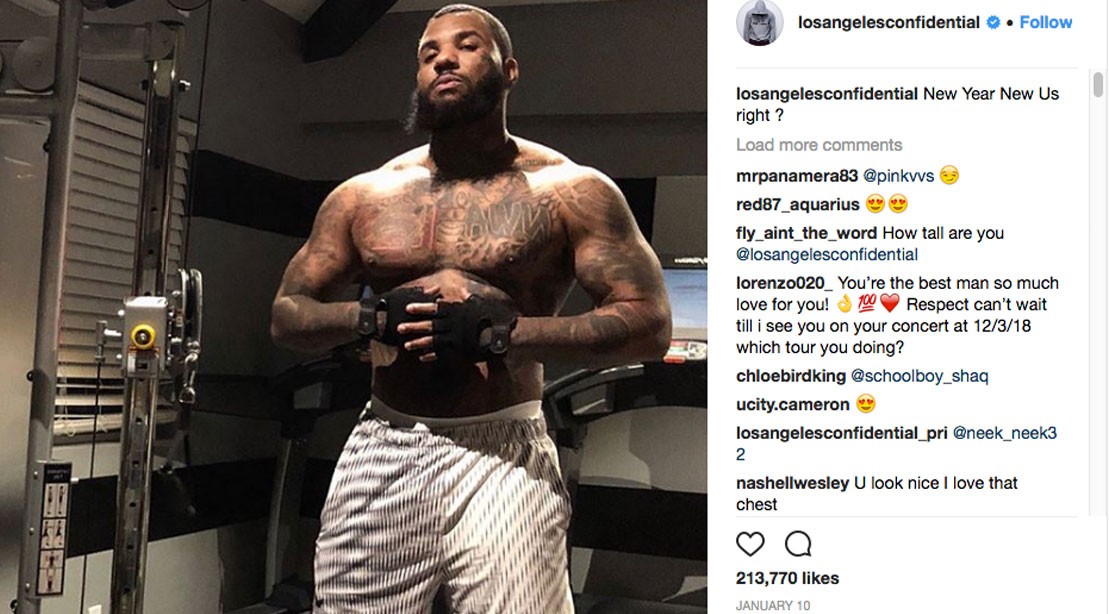 Rapper the game flexes his muscles and fit lifestyle on instagram