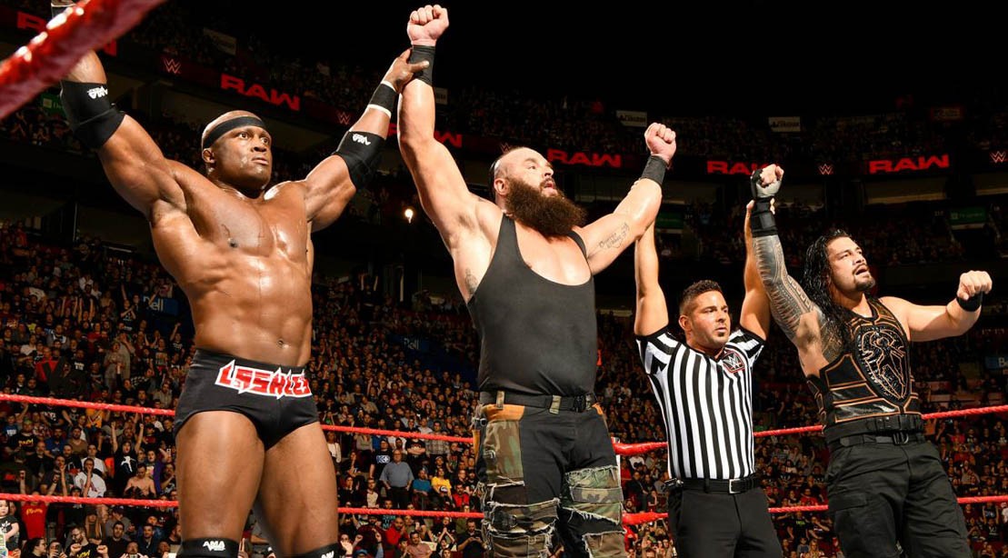 Bobby Lashley, Braun Strowman, and Roman Reigns on WWE Raw / 30 Apr 2018 Bobby Lashley, Braun Strowman, and Roman Reigns on WWE Raw / 30 Apr 2018