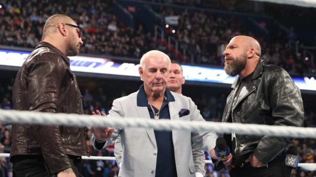 Batista confronts Triple H on Smackdown Batista confronts Triple H on Smackdown