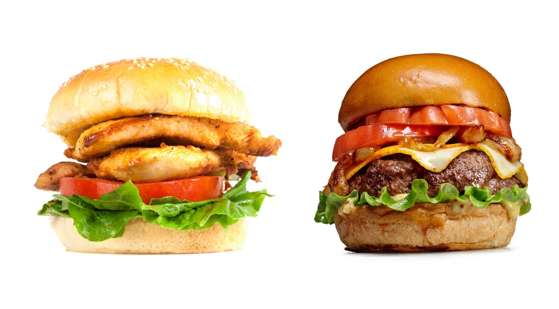 Image result for hamburger and chicken sandwiches