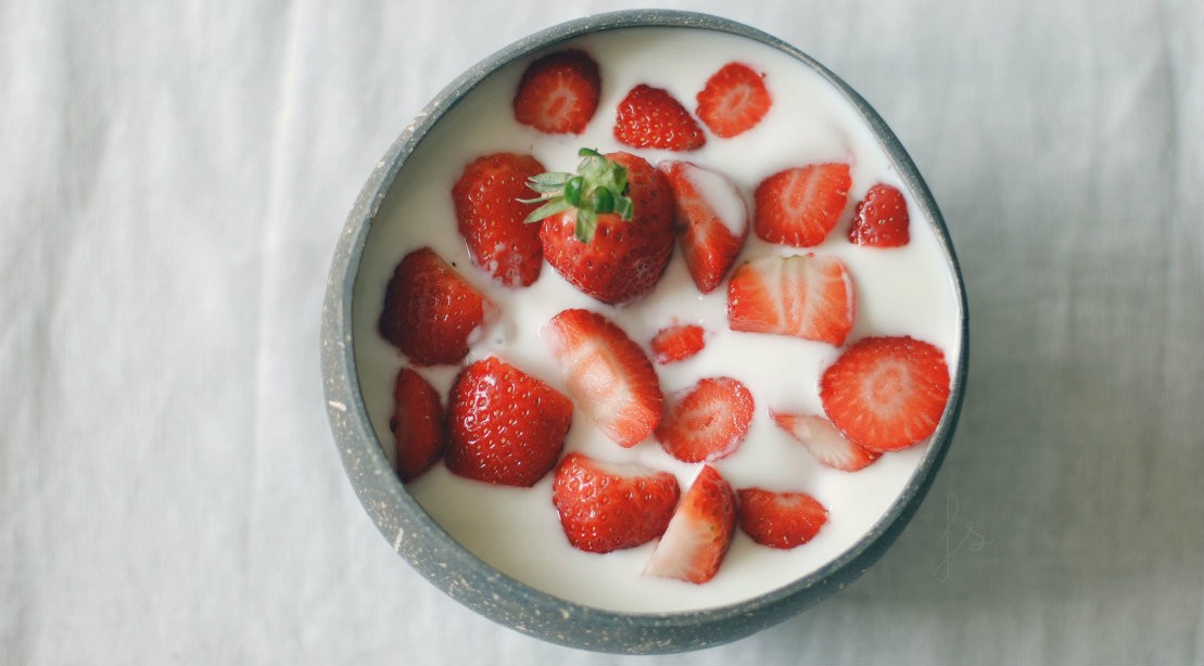 yogurt and strawberries Strawberries in Greek yogurt
