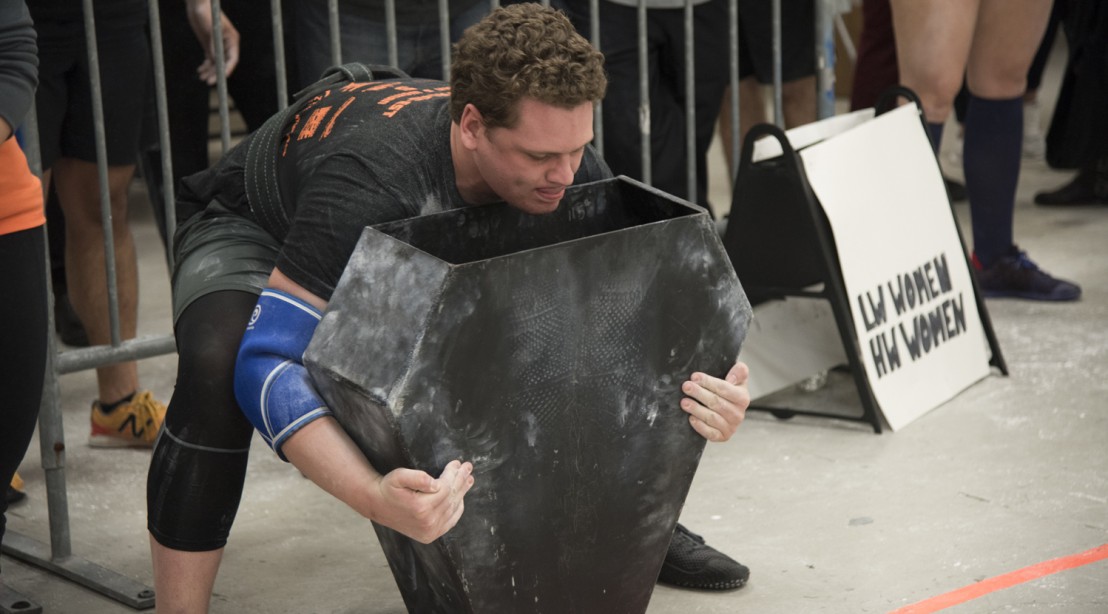 Andrew Gutman competing at a Strongman competition 