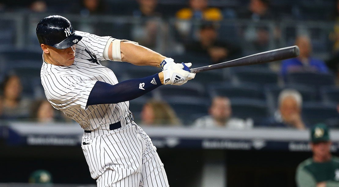 Aaron Judge #99 of the New York Yankees in action against the Oakland Athletics at Yankee Stadium on May 11, 2018 in the Bronx borough of New York City. Oakland Athletics defeated the New York Yankees 10-5. Aaron Judge #99 of the New York Yankees in action against the Oakland Athletics at Yankee Stadium on May 11, 2018 in the Bronx borough of New York City. Oakland Athletics defeated the New York Yankees 10-5.
