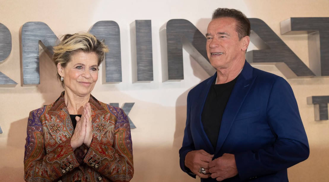 Linda Hamilton and Arnold Schwarzenegger at 'Terminator: Dark Fate' Photo Call Linda Hamilton and Arnold Schwarzenegger at 'Terminator: Dark Fate' Photo Call