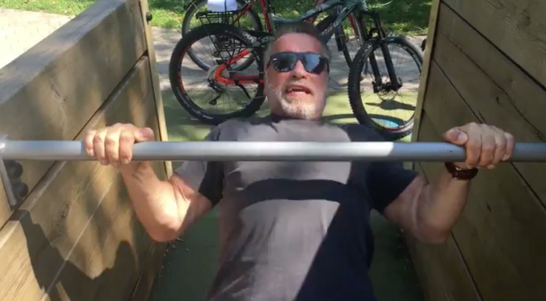 Arnold Pumps Iron While Filming 'Terminator' in Budapest Arnold Pumps Iron While Filming 'Terminator' in Budapest