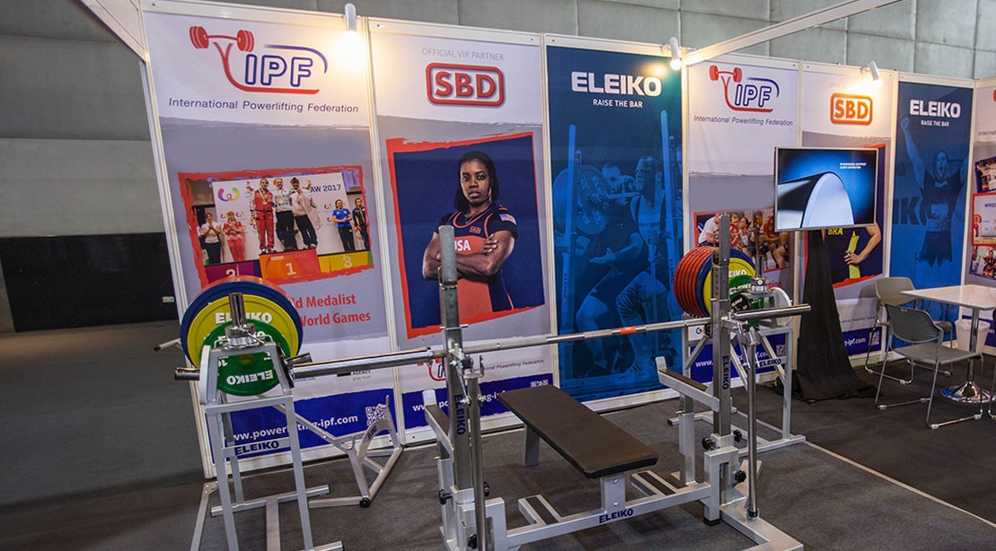 International Powerlifting Federation (IPF) stand is seen during the third day of Sport Accord 2018 at the Centara Grand & Bangkok Convention Centre in Bangkok, Thailand on April 17, 2018. International Powerlifting Federation (IPF) stand is seen during the third day of Sport Accord 2018 at the Centara Grand & Bangkok Convention Centre in Bangkok, Thailand on April 17, 2018.