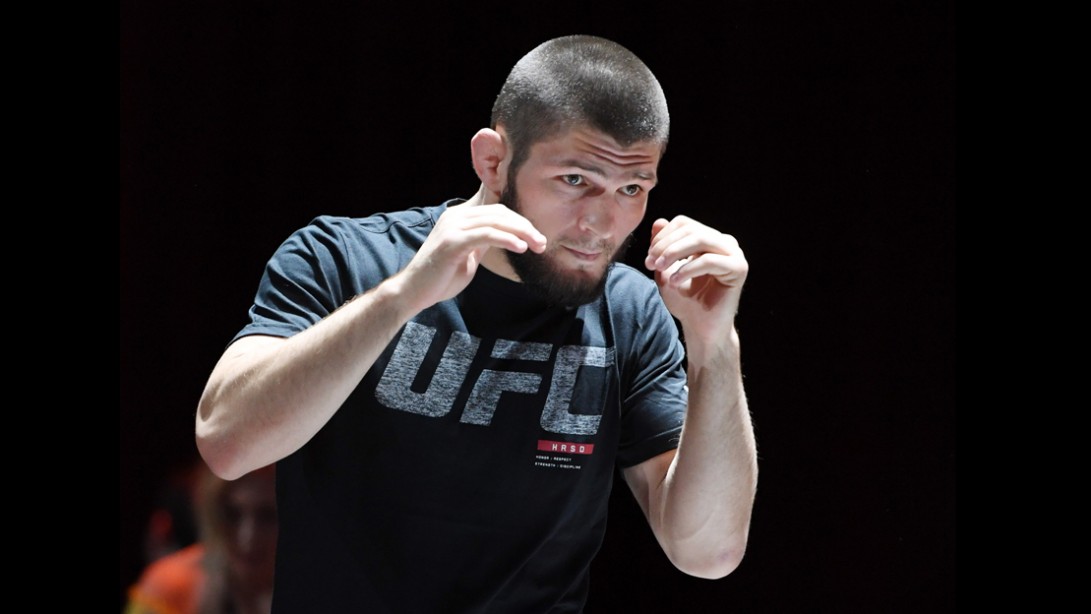 UFC lightweight champion Khabib Nurmagomedov UFC lightweight champion Khabib Nurmagomedov attends an open workout for UFC 229.