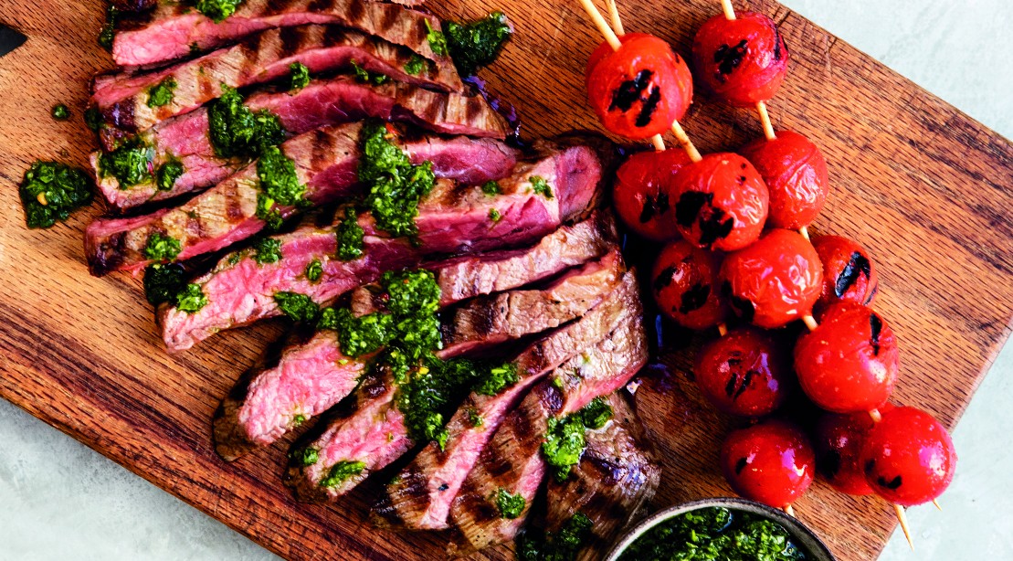 Churrasco Skirt Steak with Grilled Tomatoes and Cilantro Sauce Muscle & Fitness