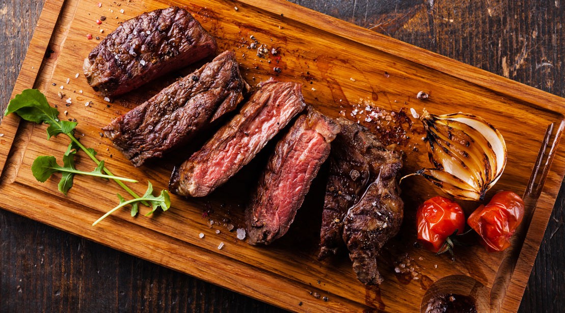 Sliced steak Ribeye with grilled onions Sliced steak Ribeye with grilled onions