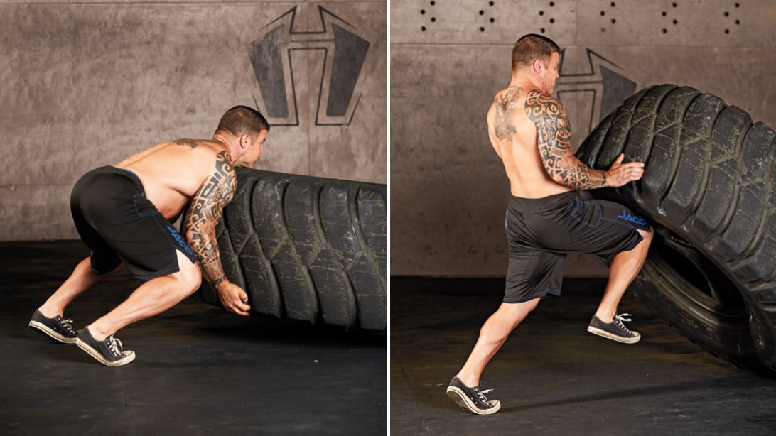 Flip Rimrod Tire Flip Cardio Workout | Muscle & Fitness
