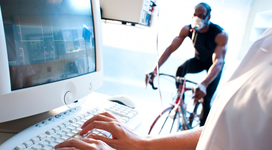 Man Taking VO2 Max Test Man Taking VO2 Max Test