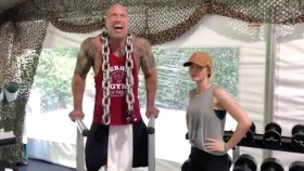 jungle cruise cast works out rock hilariously talks smack